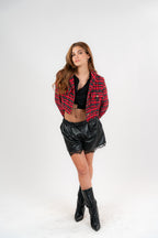 The Rouge Tweed Crop Blazer Red