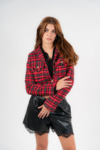 The Rouge Tweed Crop Blazer Red