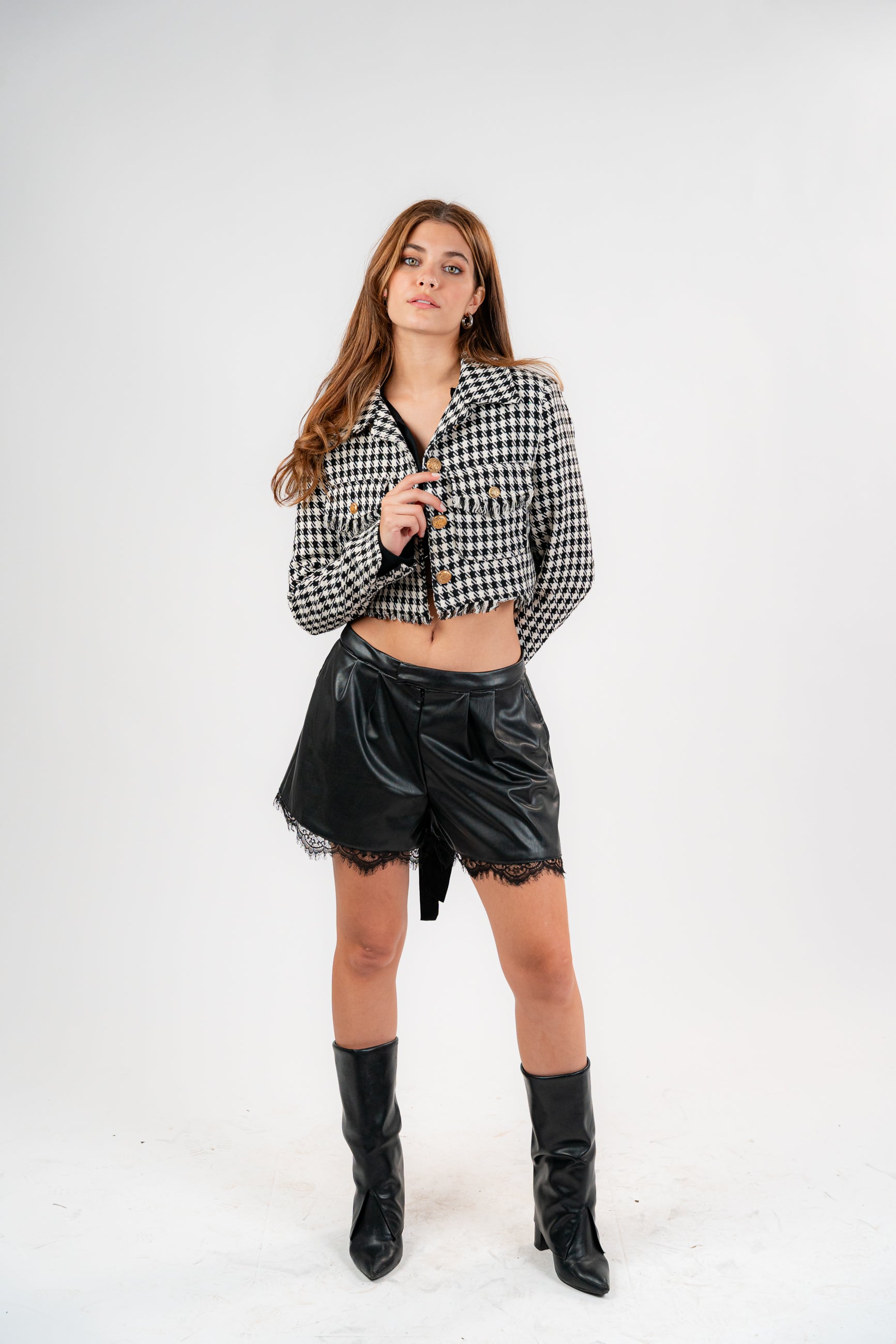 The Rouge Tweed Crop Blazer White